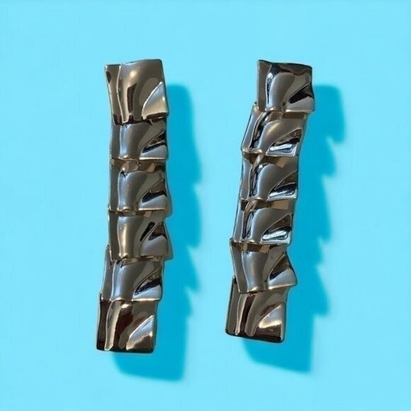 Geometric Tower Dangle Earrings Silver - Picture 1 of 3